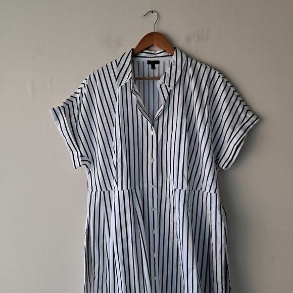 Talbots Nautical Stripe Fit & Flare Dress Knee-Length Blue White Women Size 16WP - Picture 6 of 9